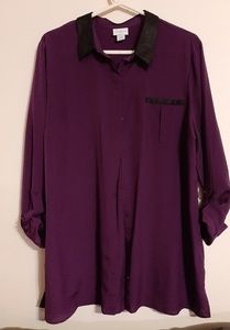 Jaclyn Smith Violet sheer button up with Collar XL